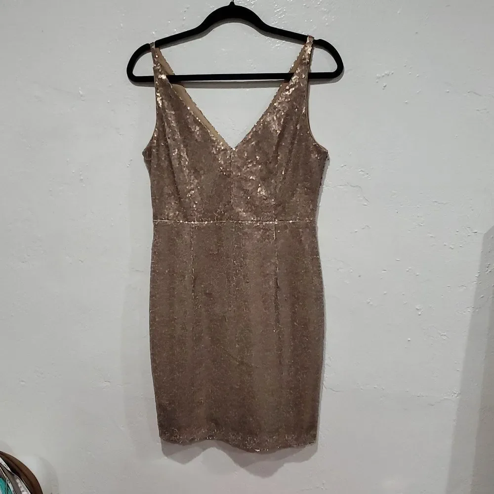 Lulu's Gold Sequin Mini Dress Size M - Picture 3 of 13